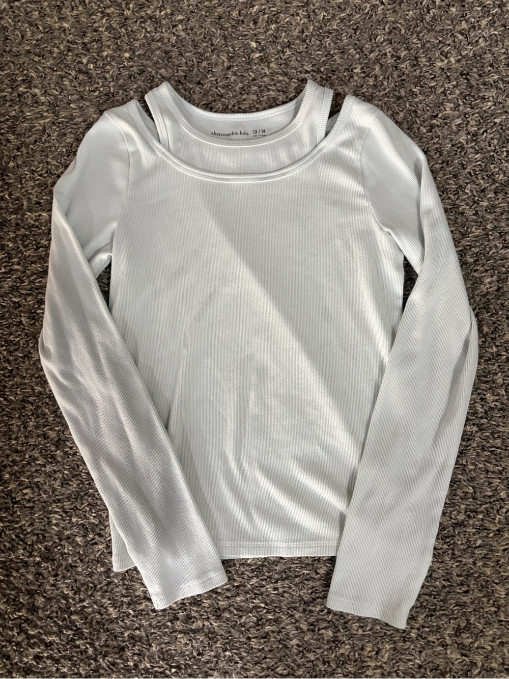 abercrombie kids White Long-Sleeve Layered Neck Tee